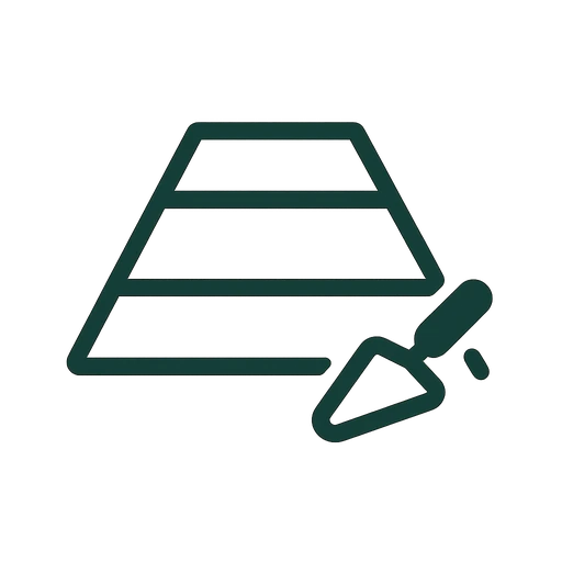 Line icon of a driveway leading to a garage